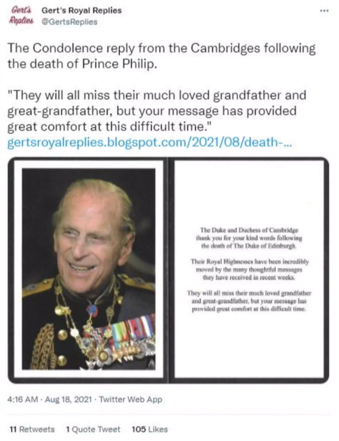 Prinz William und Kate Middleton bedanken sich für die Anteilnahme. prinz william