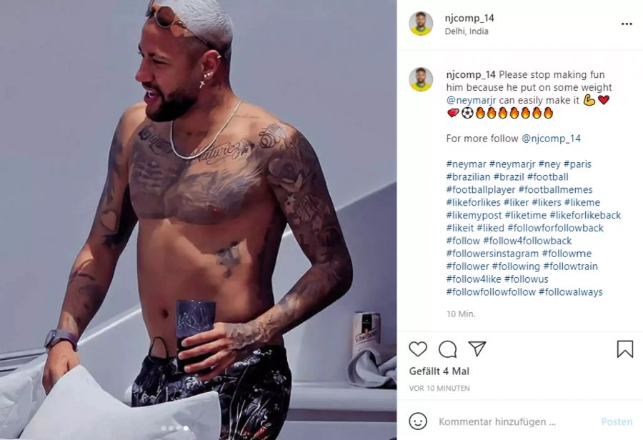 Neymar hat ein paar Kilos zugenommen.