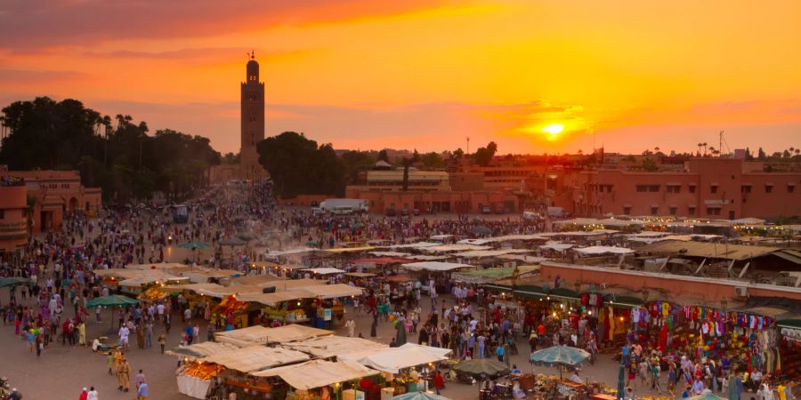 markt in Marraksch im Abendlicht.