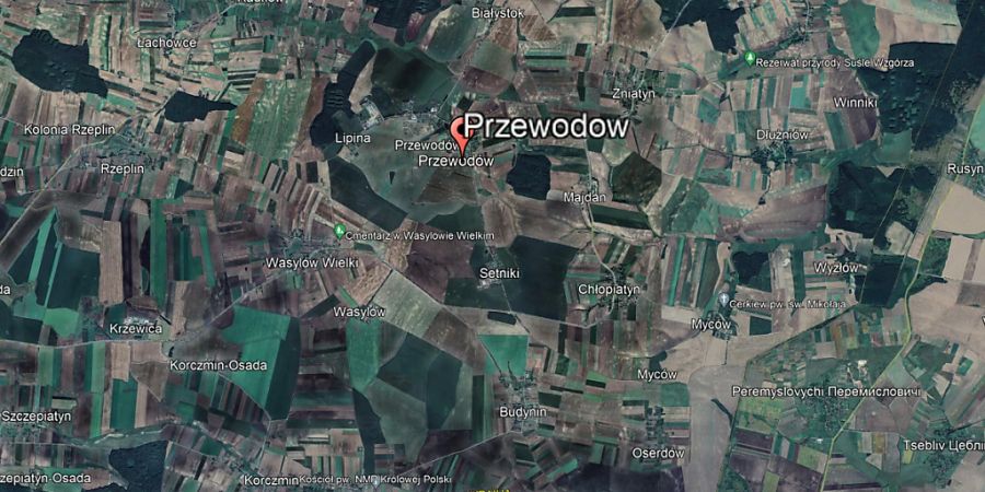 Die Google-Earth-Luftaufnahme zeigt die Region um den Ort Przewodow in Polen nahe der Grenze zur Ukraine. Foto: ---/google earth/dpa - ACHTUNG: Nur zur redaktionellen Verwendung im Zusammenhang mit der aktuellen Berichterstattung und nur mit vollständiger Nennung des vorstehenden Credits