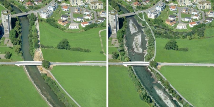 Die Flussverbauungen der Thur in Wattwil