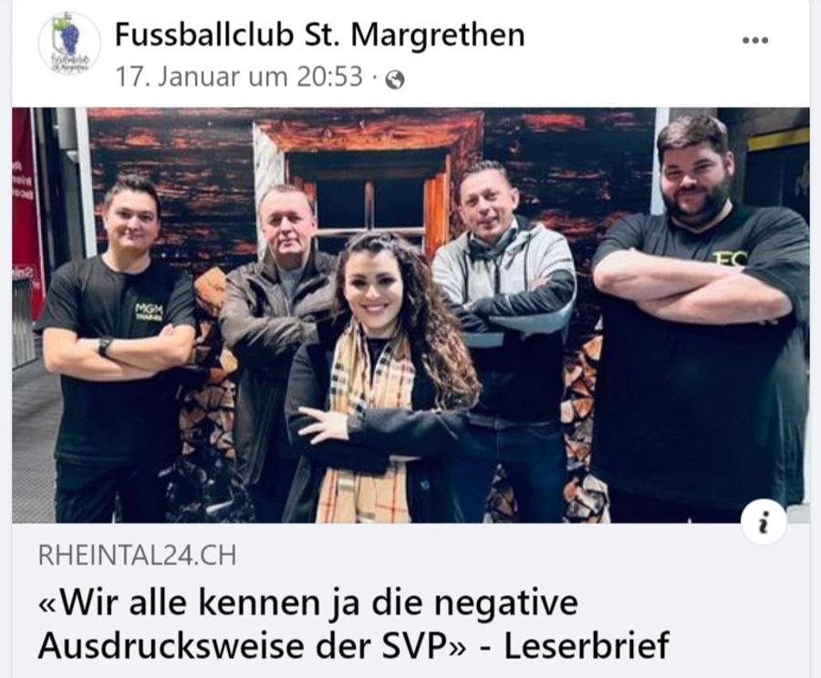 Der FC St. Margrethen stellt sich demonstrativ hinter Majlinda Sulejmani.