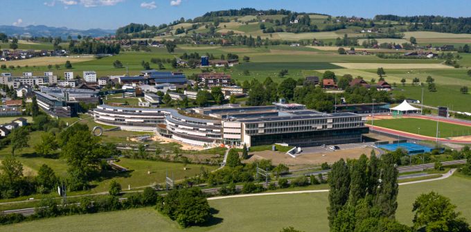 Das Paraplegikerzentrum Nottwil in einer Luftaufnahme. Paraplegikerzentrum Nottwil