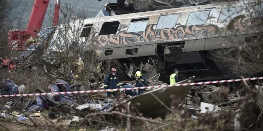 Der verunglückte Zug nahe der Stadt Larisa