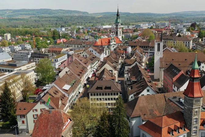 Stadt Frauenfeld von oben.