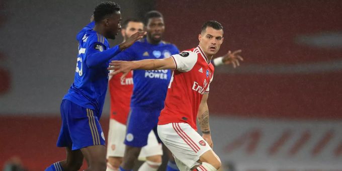 Granit Xhaka (Arsenal) im Spiel gegen Leicester City. Arsenal Leicester Granit Xhaka