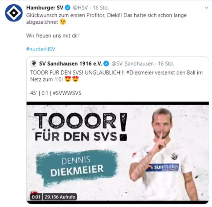 Auch der HSV erinnert sich an seinen ehemaligen Spieler. Bundesliga