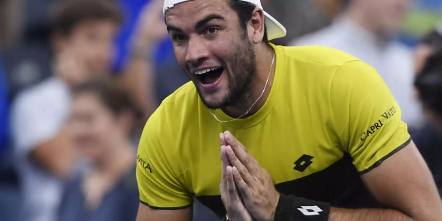 Die Freude über einen seltenen italienischen Triumph in Flushing Meadows: Matteo Berrettini steht in den Viertelfinals des US Open
