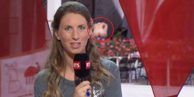 Romands lachen - RTS-Moderatorin von Füdli-Flitzer überrascht