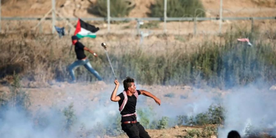 Palästinensischer Demonstrant an der Grenze zu Israel