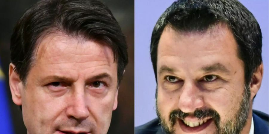 Ex-Ministerpräsident Conte und Lega-Chef Salvini (r.)