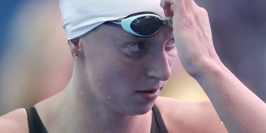 Die Titelverteidigerin und Weltrekordhalterin Katie Ledecky nach ihrem Vorlauf über 1500 m Crawl