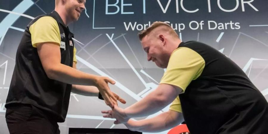 Max Hopp (l) und Martin Schindler hatten gegen Belgien das Nachsehen. Foto: Daniel Bockwoldt