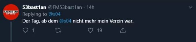 Dieser Twitter-User ist ab sofort nicht mehr Fan von Schalke 04. Schalke 04