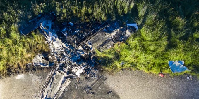 Die Absturzstelle des Kleinflugzeuges in der Nähe des Flugplatzes Birrfeld im Kanton Aargau. Flugzeugabsturz Pilot