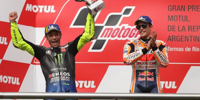 MotoGP-Rennen: Valentino Rossi und Marc Marquez auf dem Podest