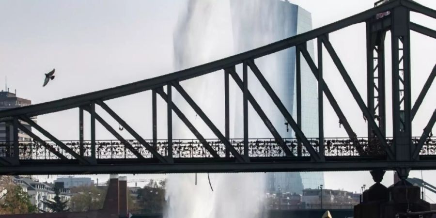 Wasserfontäne bei Bombensprengung in Frankfurt