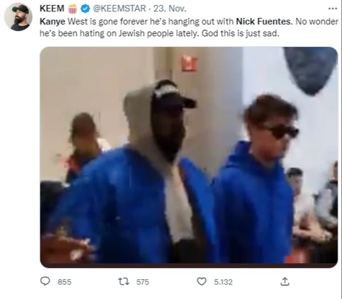 Kanye West (links) wird immer wieder mit Nick Fuentes gesichtet. nick fuentes