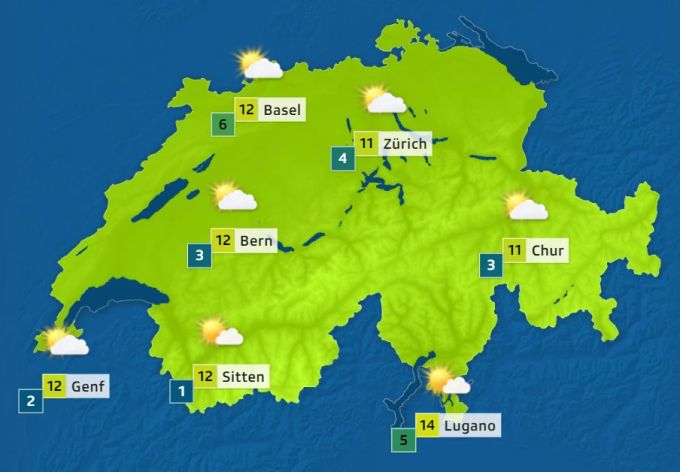 So wird das Wetter am Freitag. Wetter