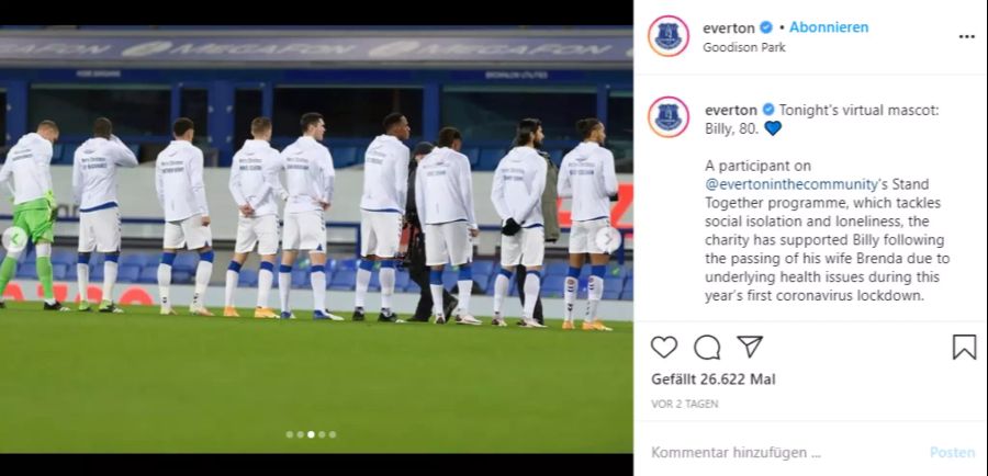 Alle Spieler des FC Everton hatten Namen von Menschen der Organisation «Everton in the Community» auf den Trikots abgedruckt.