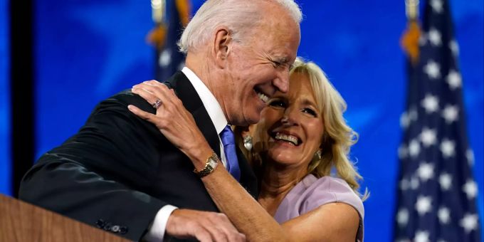 Joe Biden und seine Frau Jill. Donald Trump