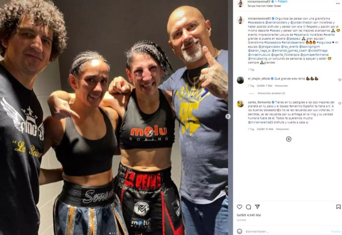 Miriam Gutierrez (2.v.r.) muss beim Kampf gegen Amanda Serrano (2.v.l.) einiges einstecken. Miriam Gutierrez