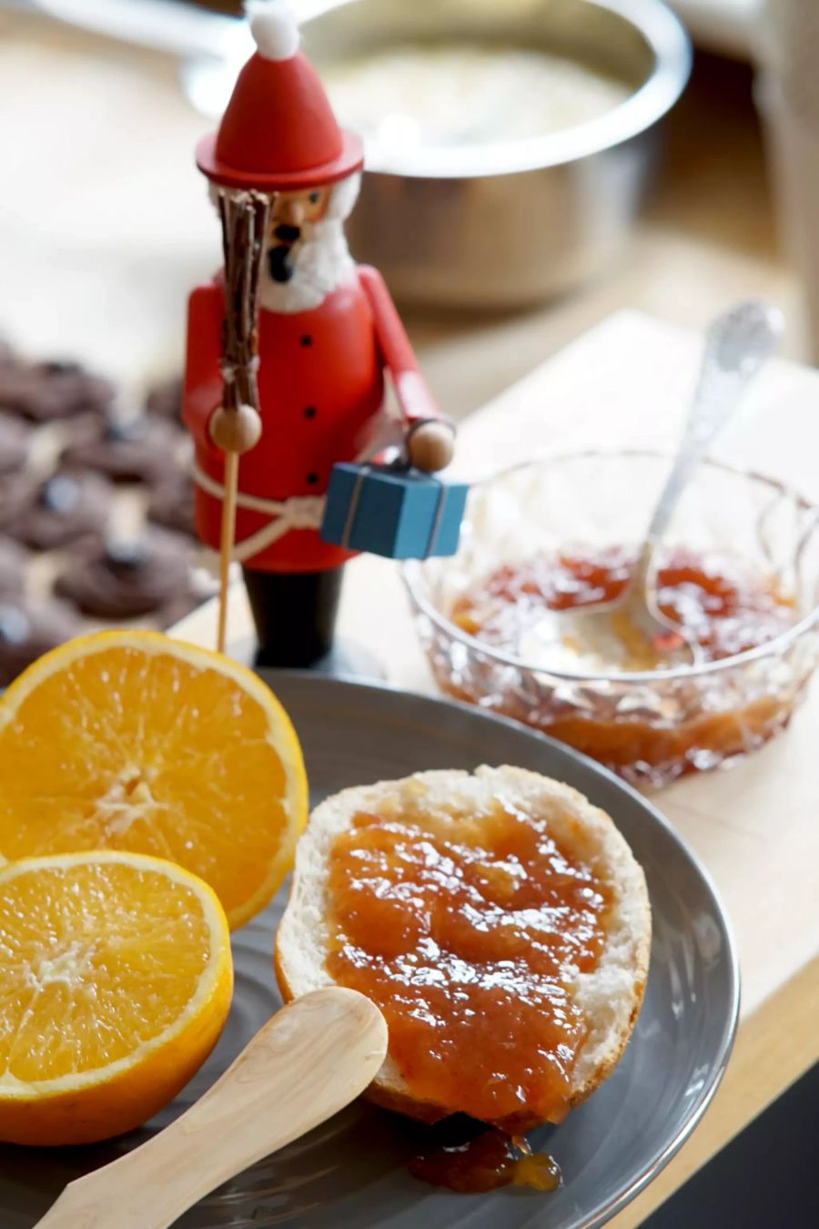 Orangen Marmelade Brötchen Nussknacker