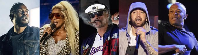 Die Musiker der nächsten Superbowl-Halftimeshow, darunter auch Snoop Dogg. snoop dogg