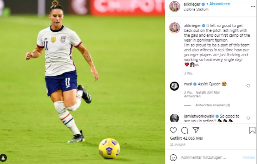 Ali Krieger im Trikot der amerikanischen Nationalmannschaft.