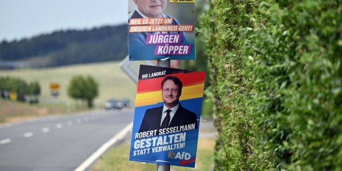 Wahlplakat von einem AfD-Kandidaten in Thüringen (D). afd