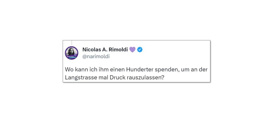 "Mass-Voll"-Präsident Nicolas Rimoldi reagiert gelassen auf die Klage und macht sich stattdessen über Mainardi lustig.