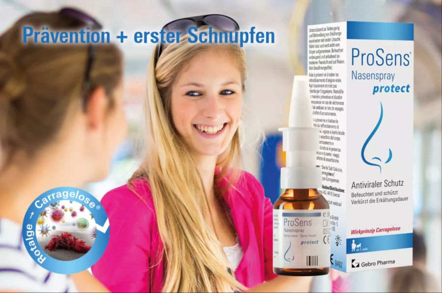 ProSens® Nasenspray protect wird beim ersten Schnupfen angewendet, 3 x täglich je einen Sprühstoss pro Nasenloch; morgens, mittags, abends. Die Dosierung kann je nach Bedarf gesteigert werden.