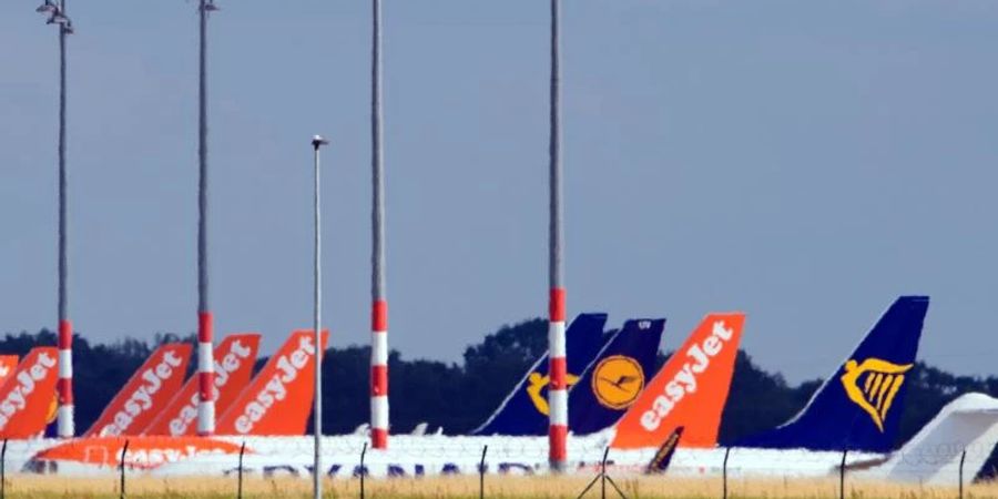 Flugzeuge von Easyjet, Lufthansa und Ryanair in Berlin. Foto: Soeren Stache/dpa-Zentralbild/dpa