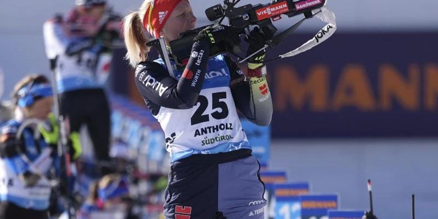 Franziska Hildebrand ist für die Winterspiele in Peking nur als Ersatz vorgesehen. Foto: Matthias Schrader/AP/dpa