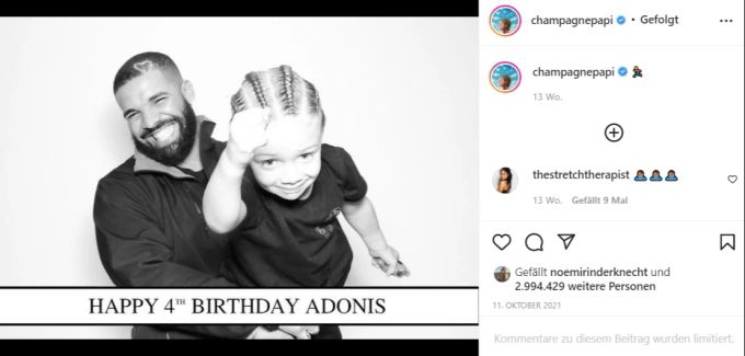 Rapper Drake und sein Sohn Adonis. Drake