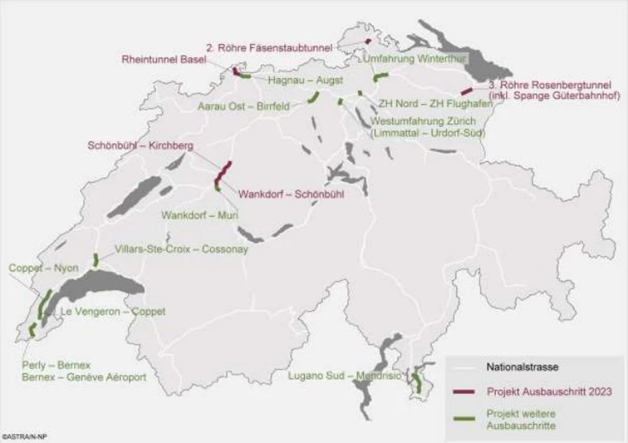 Projekte, die im Strategischen Entwicklungsprogramm Nationalstrassen (STEP) dem Realisierungshorizont 2030 zugeordnet sind.