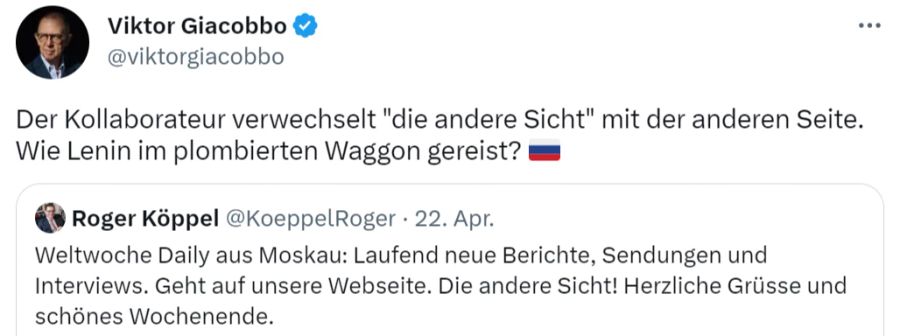 Viktor Giacobbo sieht Roger Köppel auf der «falschen Seite».