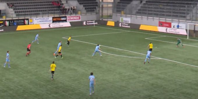 Bei dieser Aktion trifft Patrick Luan zum 1:0 für den FC Schaffhausen. FC Schaffhausen