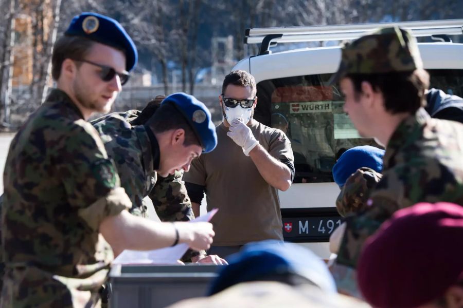 Mobilisierung der Schweizer Armee für den Coronavirus-Notfall am Dienstag, 17. März 2020 in Ambri.