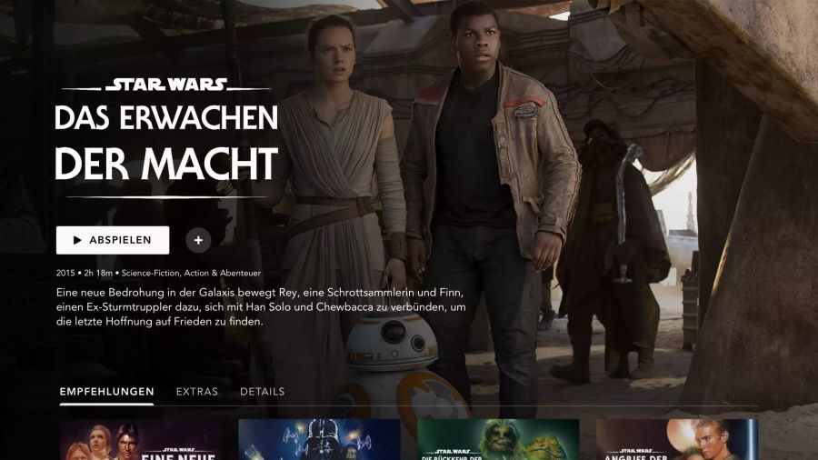 Die Anhänger von «Star Wars» werden mit den Kinofilmen und Serien bedient. Es fehlen allerdings «Episode IX: Der Aufstieg Skywalkers», beide «Ewok»-Fernsehfilme sowie das berüchtigte «Holiday Special».