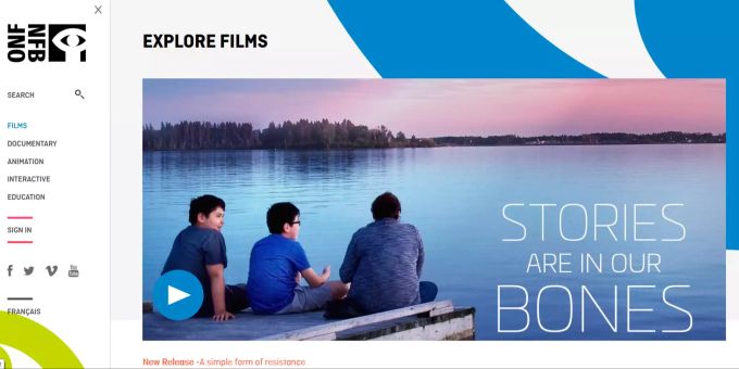 Die Webseite der National Film Board of Canada. National Film Board of Canada