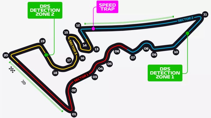 Die Streckenkarte zum US-GP der Formel 1. USA Formel 1