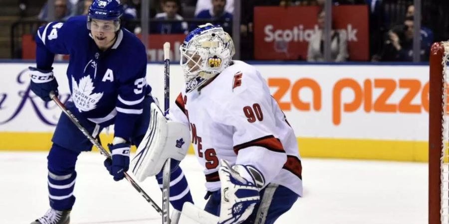David Ayres sprang für die Carolina Hurricanes als Notfalltorwart ein. Foto: Frank Gunn/The Canadian Press/dpa