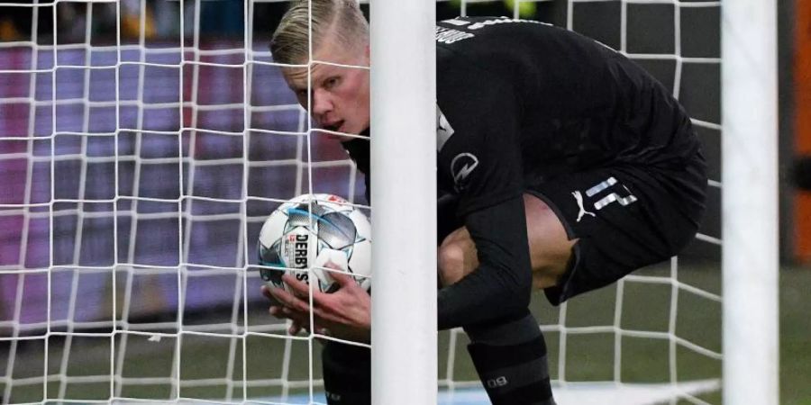 Weiss, wo das Tor steht: BVB-Neuzugang Erling Haaland. Foto: Stefan Puchner/dpa