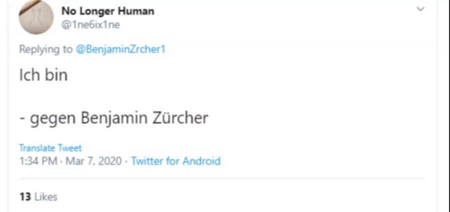 Benjamin Zürcher musste auf Twitter einiges einstecken.