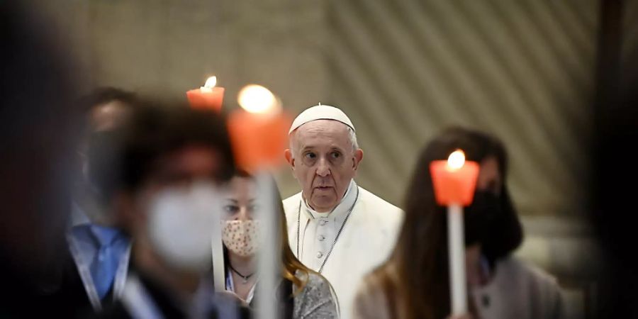 Papst Franziskus hat der Opfer der Massenpanik auf dem Meron-Berg in Israel gedacht. Foto: Riccardo Antimiani/Pool ANSA/AP/dpa/Archivbild