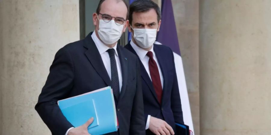 Frankreichs Regierungschef Castex (li.) mit Gesundheitsminister Véran