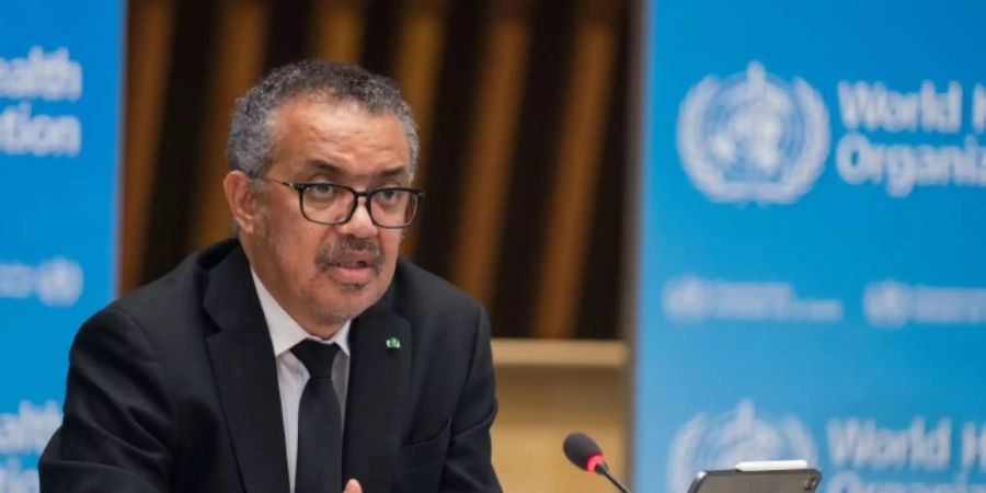 WHO-Chef Tedros bei einer Pressekonferenz im Februar