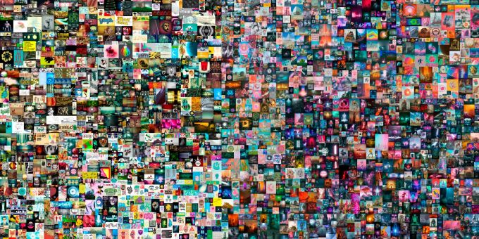 Die Collage des Künstlers Mike Winkelmann, Künstlername Beeple, mit dem Titel «Everydays: The First 5000 Days». Digitales Kunstwerk Beeple kunstwelt