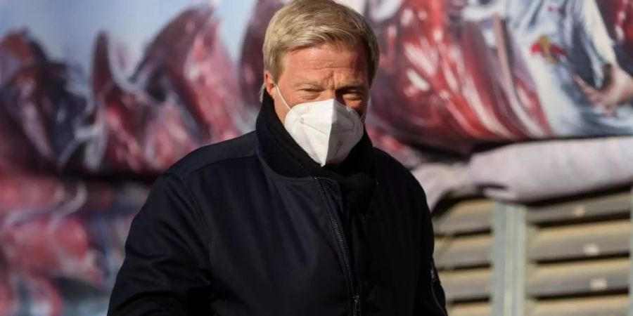Münchens Vorstandsmitglied Oliver Kahn vor dem Spiel in der Red Bull Arena. Foto: Jan Woitas/dpa-Zentralbild/dpa